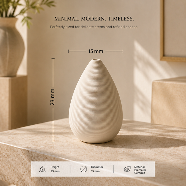 Modern Minimalist Ribbed Ceramic Vase