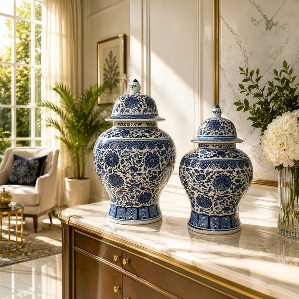 Blue Pottery Porcelain Ginger Jars