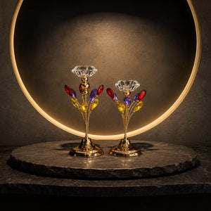 Crystal Flower Candle Holders (Pair)