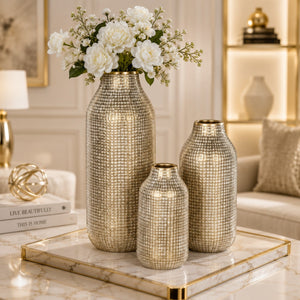 Luxury Gold Textured Ceramic Table Vases