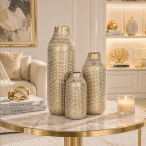 Luxury Gold Textured Ceramic Table Vases