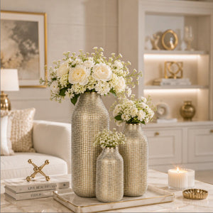 Luxury Gold Textured Ceramic Table Vases
