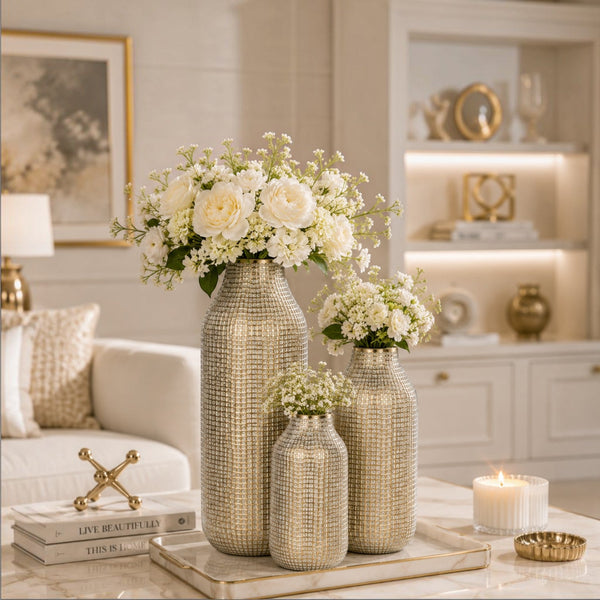 Luxury Gold Textured Ceramic Table Vases