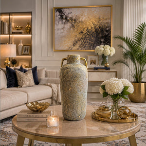 Luxury Textured Ceramic Table Vases with Gold Accents