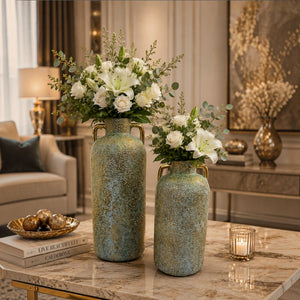 Luxury Textured Ceramic Table Vases with Gold Accents