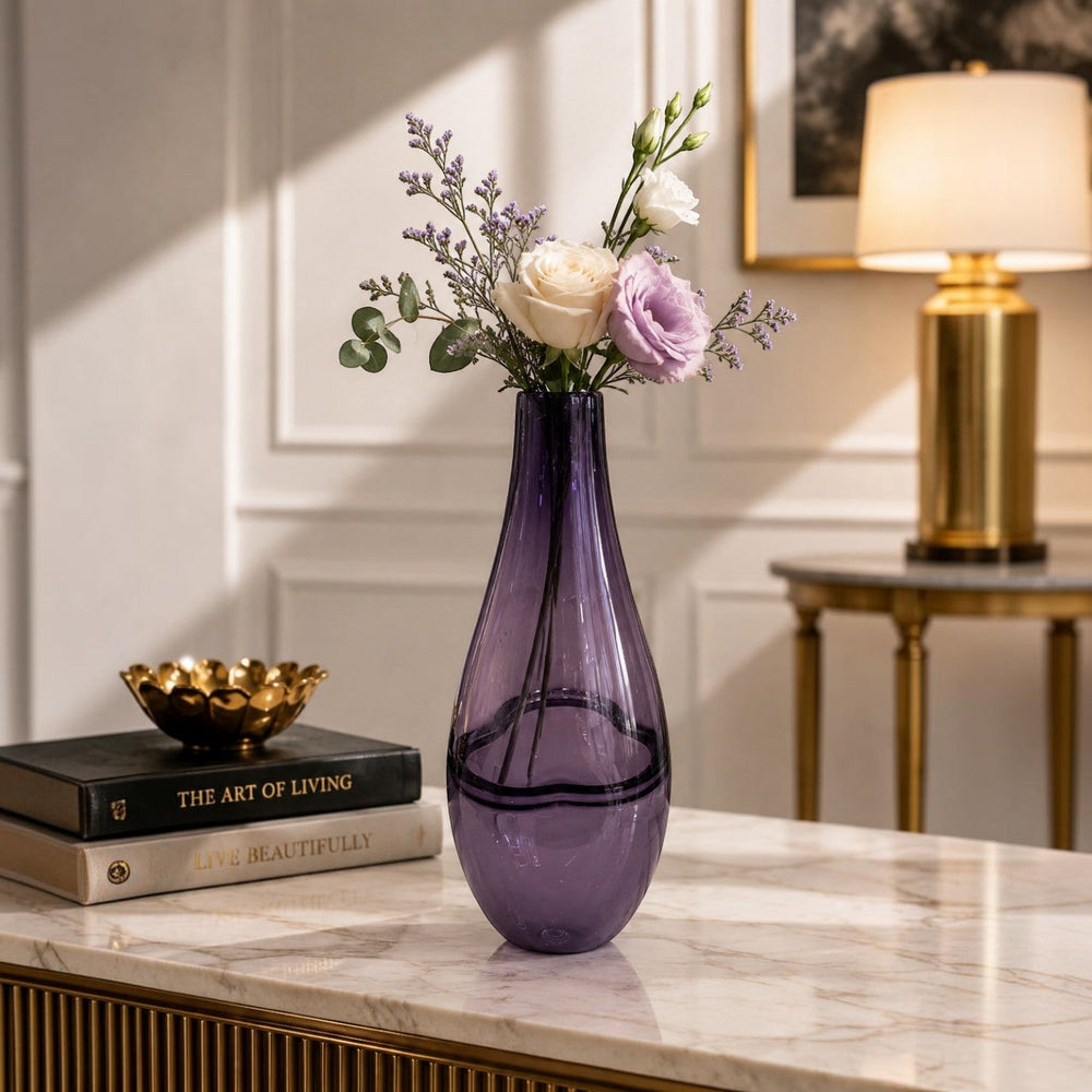 Purple Tapered Glass Vase