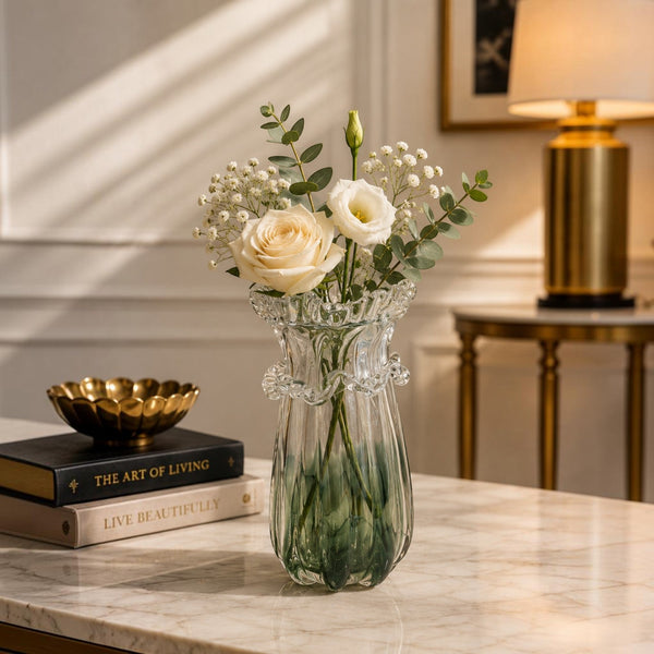 Ruffled Sculptural Glass Vase