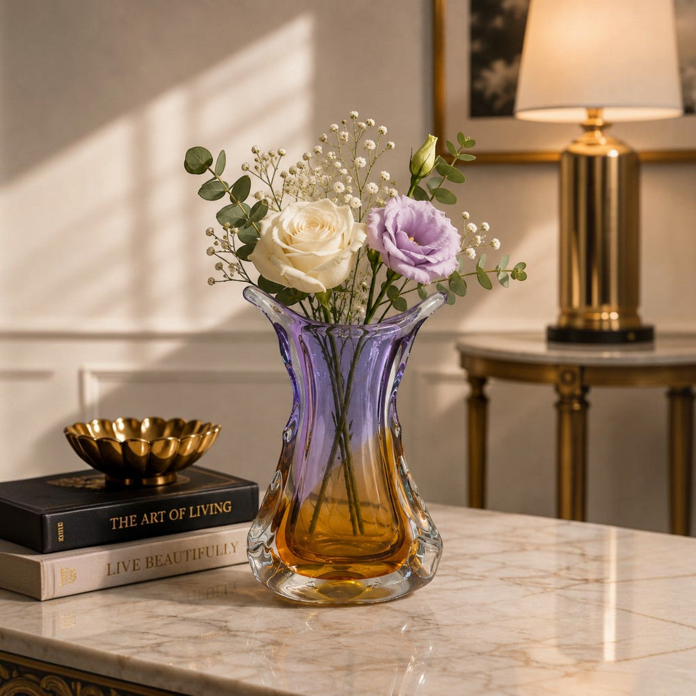 Ombre Purple Amber Glass Vase