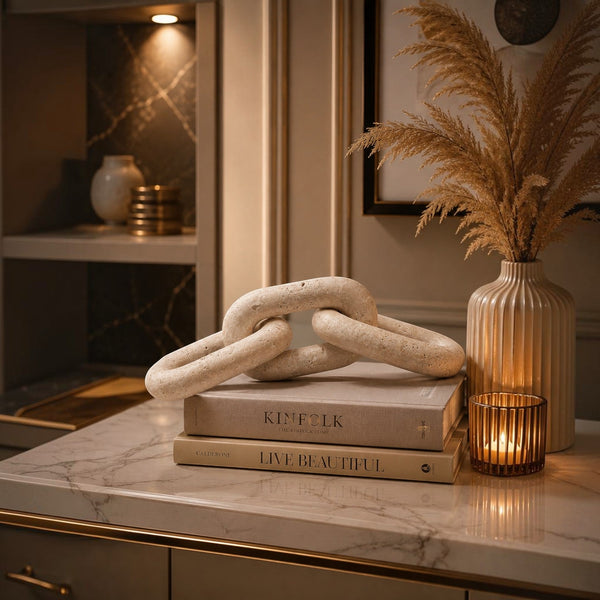 Luxury Marble & Travertine Chain Link Sculpture