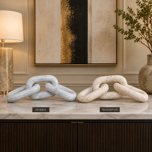 Luxury Marble & Travertine Chain Link Sculpture