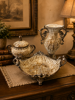 Luxury Antique Ivory Fiber Vases Collection