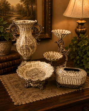 Luxury Antique Ivory Fiber Vases Collection
