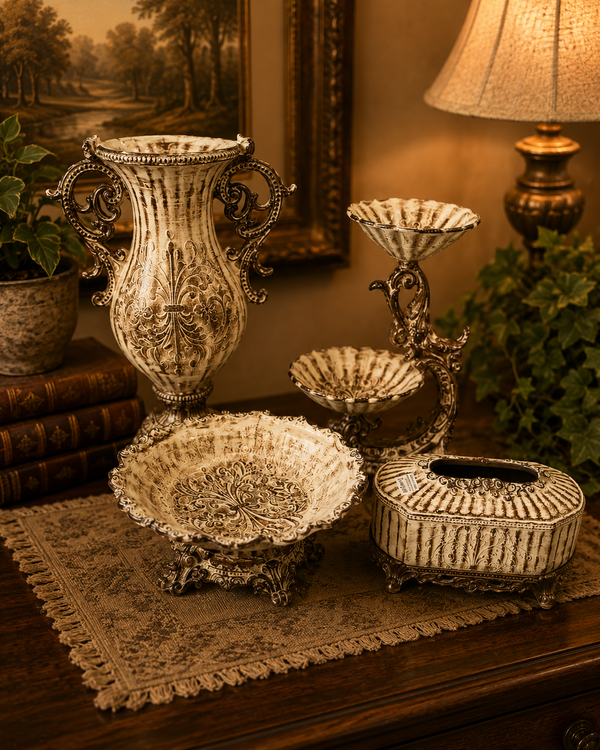 Luxury Antique Ivory Fiber Vases Collection