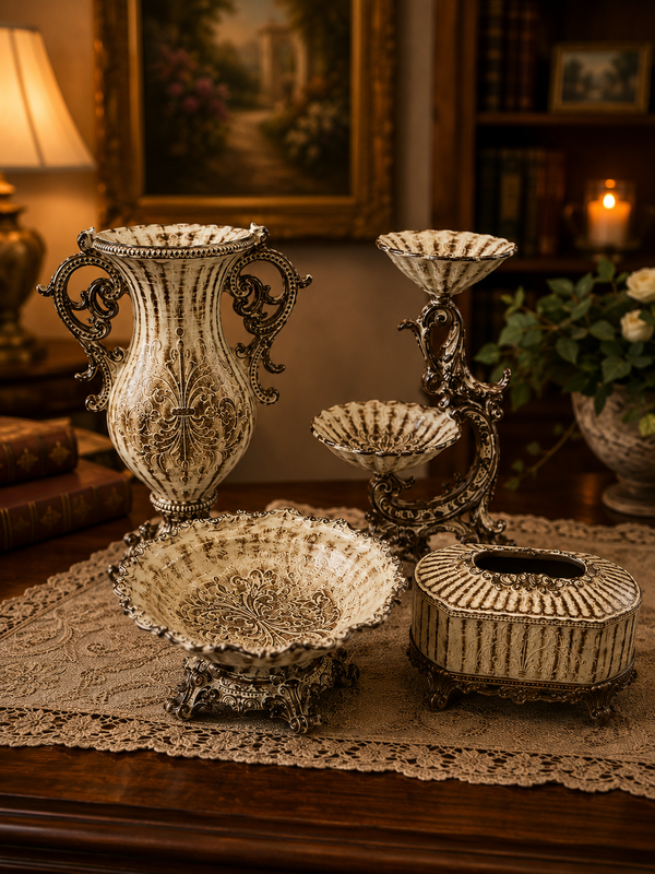 Luxury Antique Ivory Fiber Vases Collection