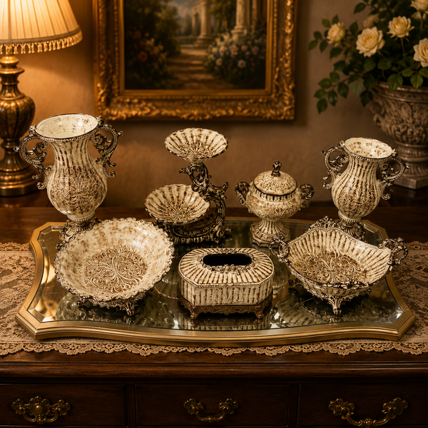 Luxury Antique Ivory Fiber Vases Collection