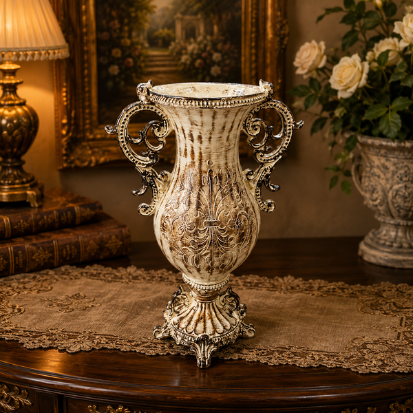 Luxury Antique Ivory Fiber Vases Collection