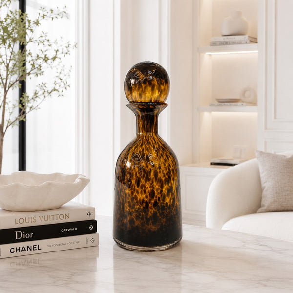 Tortoise Pattern Amber Glass Bottles