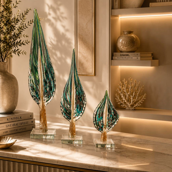 Luxury Art Glass Leaf Sculpture for Modern Home Décor