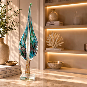 Luxury Art Glass Leaf Sculpture for Modern Home Décor