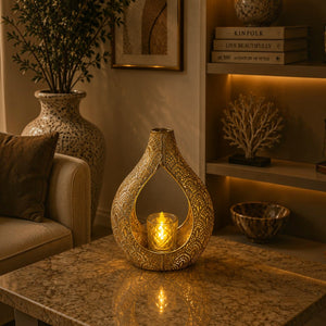 Luxury Gold Lotus Metal Candle Holder