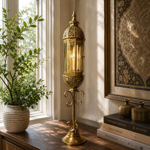 Moroccan Gold Floor Lantern Candle Holder