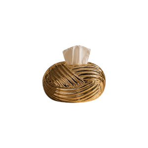 Luxe Ribbed Ceramic Tissue Box Holder