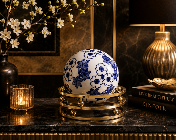 Luxury Ceramic Blue Pottery Ball Decor