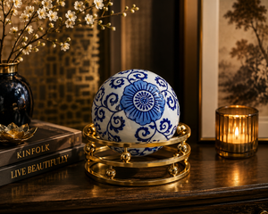 Luxury Ceramic Blue Pottery Ball Decor