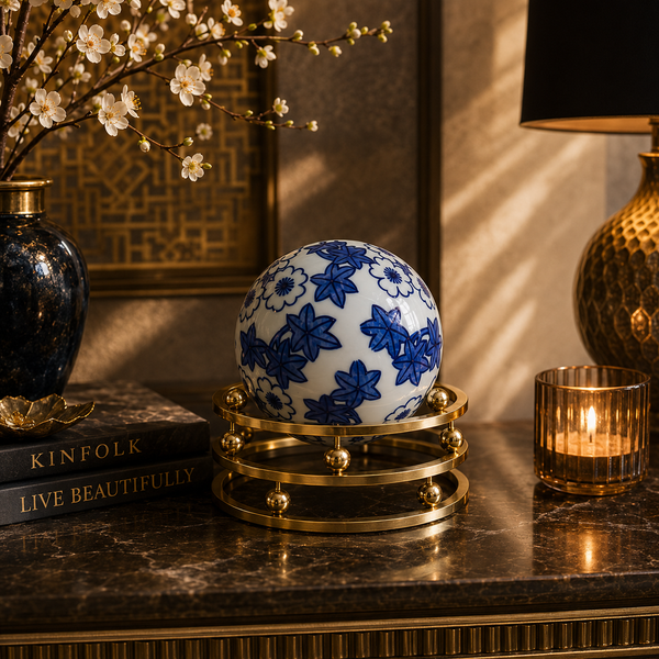 Luxury Ceramic Blue Pottery Ball Decor