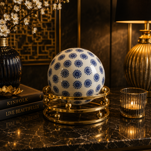 Luxury Ceramic Blue Pottery Ball Decor