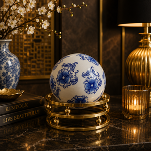 Luxury Ceramic Blue Pottery Ball Decor