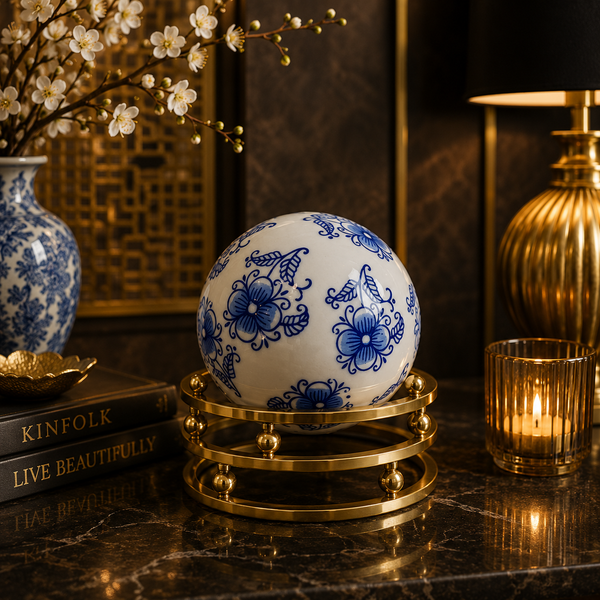 Luxury Ceramic Blue Pottery Ball Decor