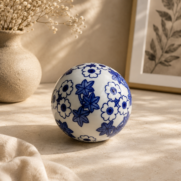 Luxury Ceramic Blue Pottery Ball Decor