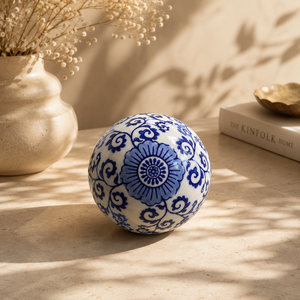 Luxury Ceramic Blue Pottery Ball Decor