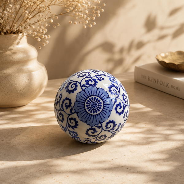 Luxury Ceramic Blue Pottery Ball Decor
