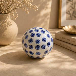 Luxury Ceramic Blue Pottery Ball Decor