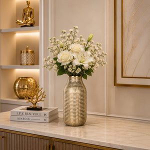 Luxury Gold Textured Ceramic Table Vases