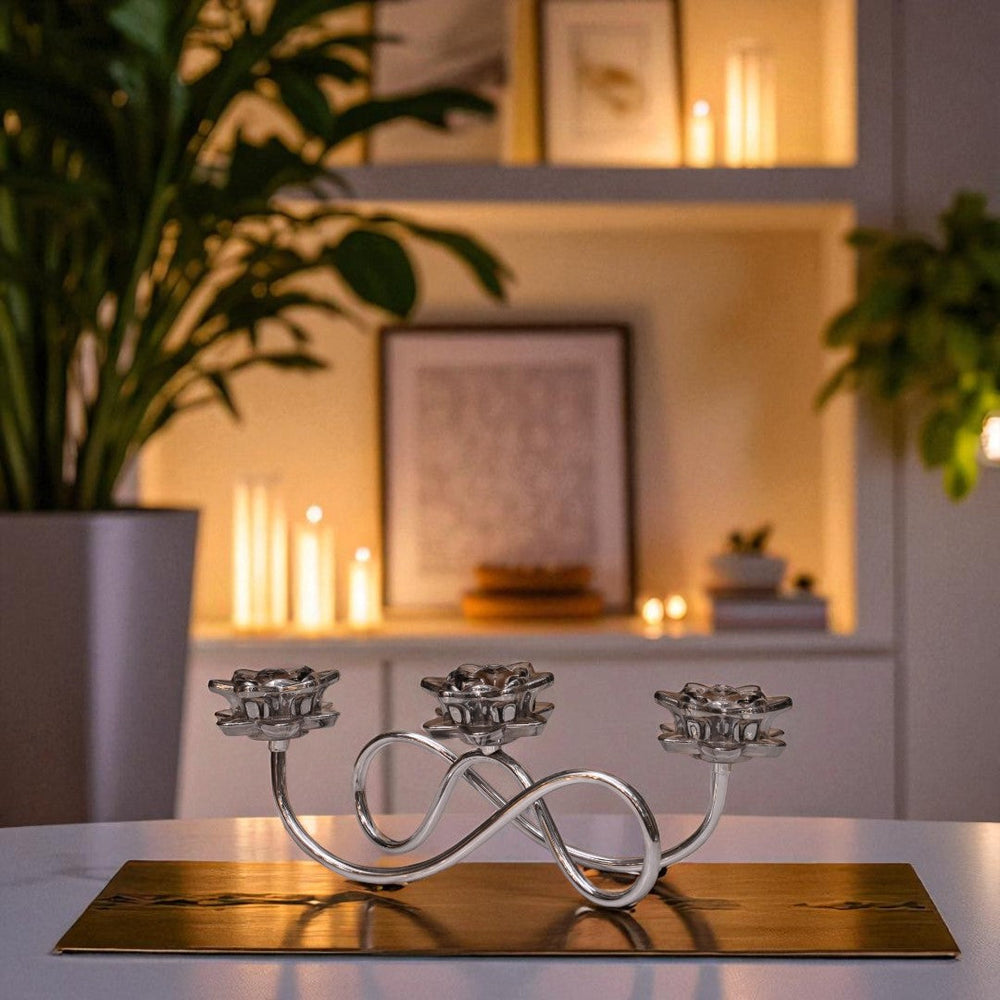 Silver Crystallic Candle Holder