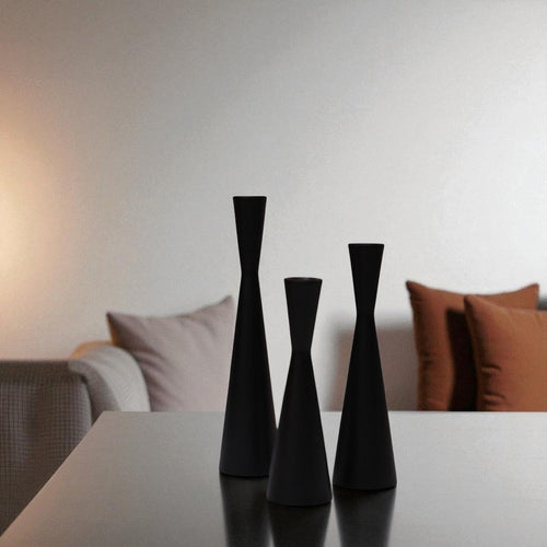 Modern Metallic Taper Candle Holder Set