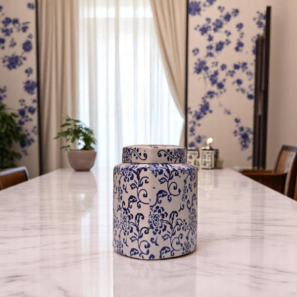 Coastal Blue Ceramic Candy Jar