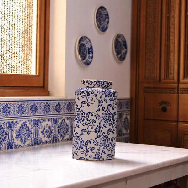 Coastal Blue Ceramic Candy Jar