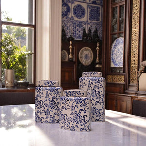 Coastal Blue Ceramic Candy Jar