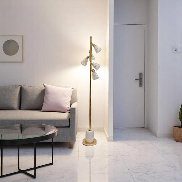 Luminous Frost – White Crystal 5-LED Floor Lamp
