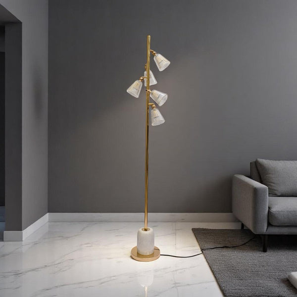 Luminous Frost – White Crystal 5-LED Floor Lamp