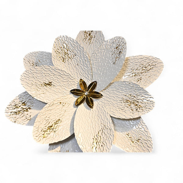 White Lotus Metallic Wall Art