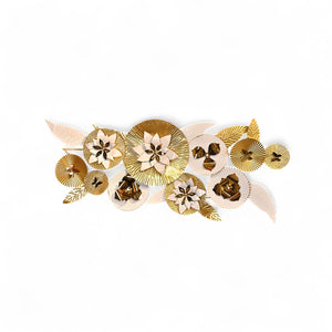 White Floral Stainless Steel Wall Motive Art