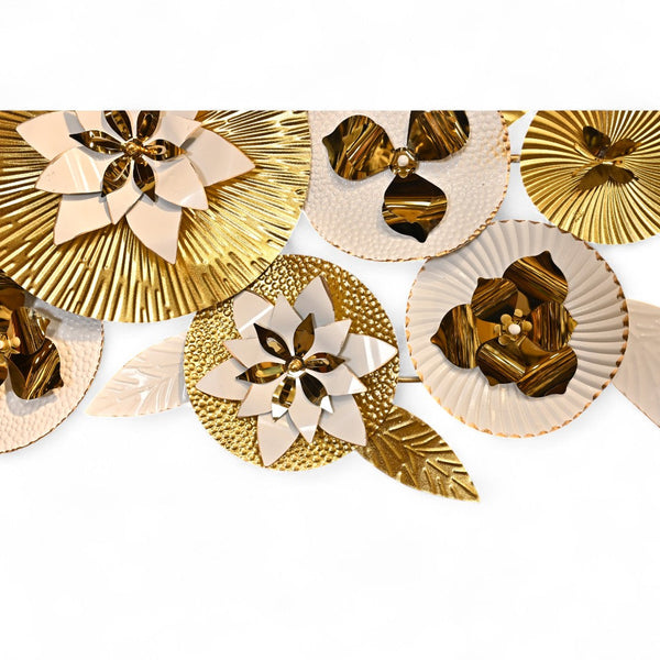 White Floral Stainless Steel Wall Motive Art