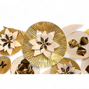 White Floral Stainless Steel Wall Motive Art