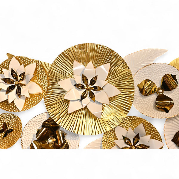 White Floral Stainless Steel Wall Motive Art