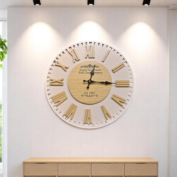 Timber Elegance Gold Wooden Wall Clock